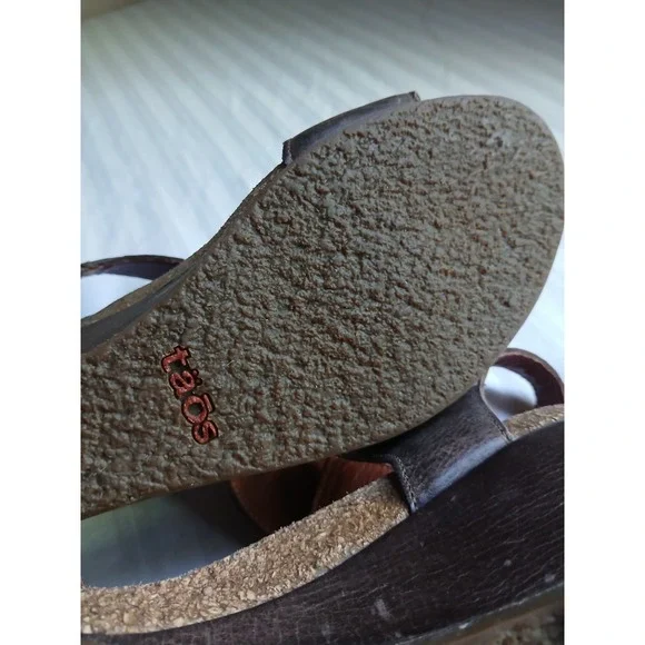 Taos Sandals 37 / 6.5 Wedge Cork Cushioned Comfort Casual Leather Adjustable - Picture 12 of 13